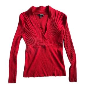 INC Women's Red V-Neck Sweater